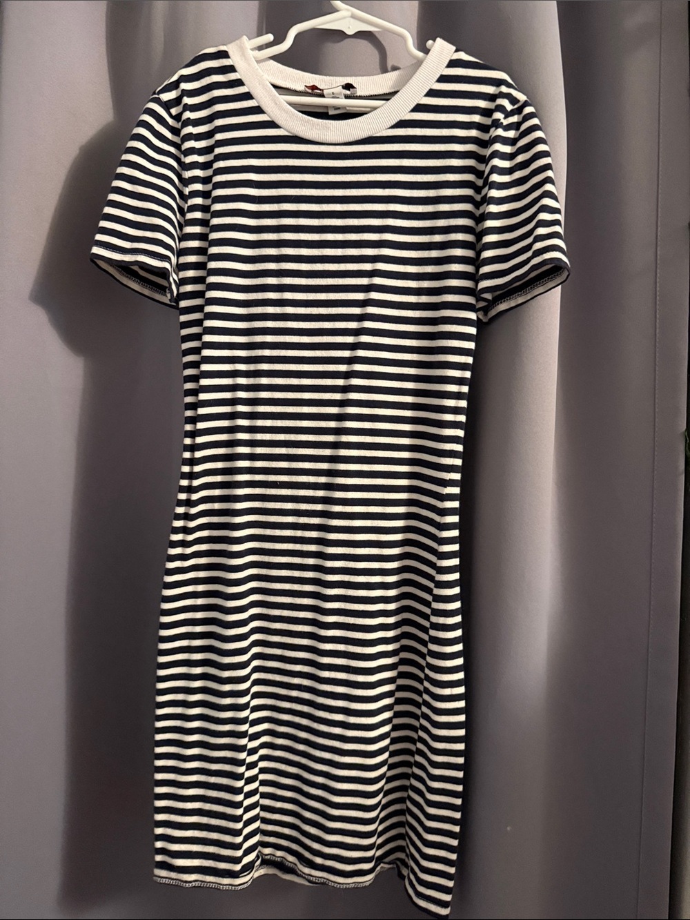 Striped Black and White Crewneck T-Shirt Dress